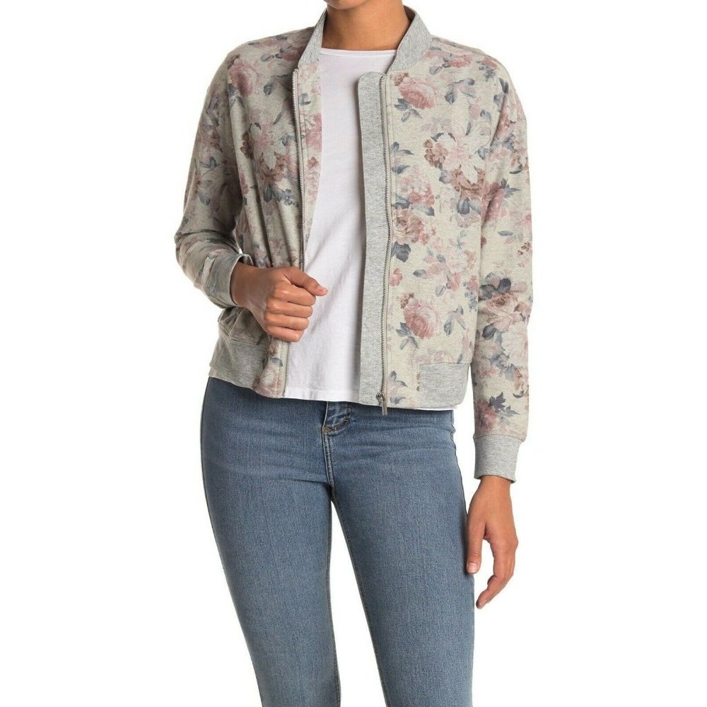 NEW Catherine Malandrino Women's Zip Up Sweatshirt Bomber Jacket Size M Floral